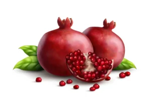 Juicy pomegranate seeds in a bowl – superfruit to reduce blood pressure and protect heart arteries.